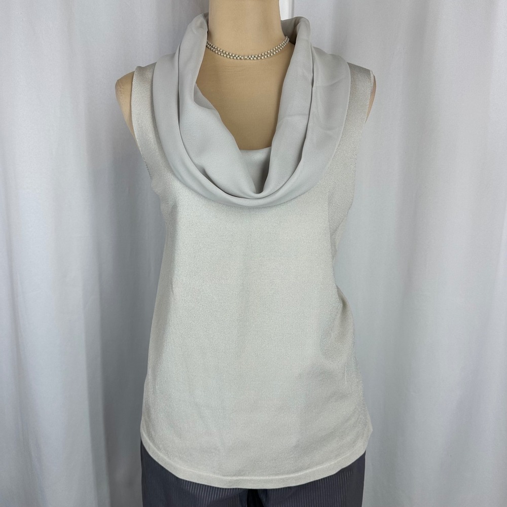 Jones New York Signature Cowl Neck Top Women's‎ XL Clay Greige Sleeveless